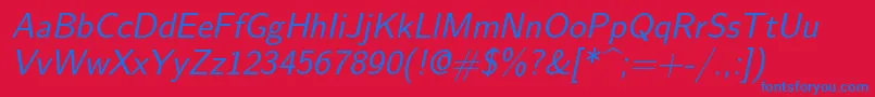 Lmsans12Oblique Font – Blue Fonts on Red Background