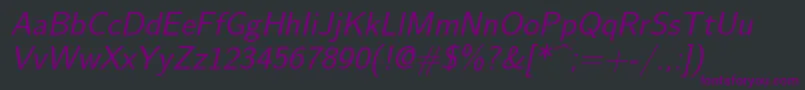 Czcionka Lmsans12Oblique – fioletowe czcionki na czarnym tle