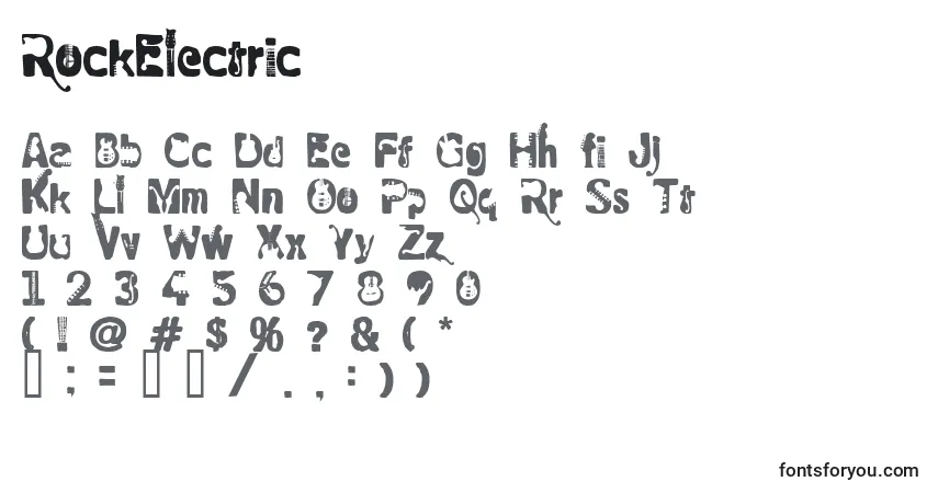 Schriftart RockElectric – Alphabet, Zahlen, spezielle Symbole