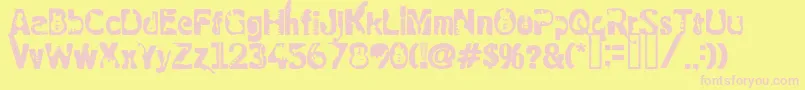 RockElectric-fontti – vaaleanpunaiset fontit keltaisella taustalla