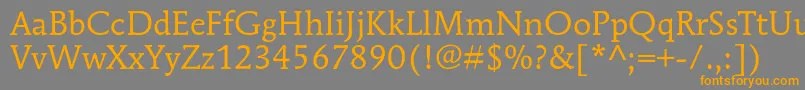 MendozaromanstdBook-Schriftart – Orangefarbene Schriften auf grauem Hintergrund