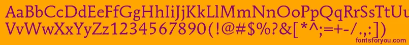 MendozaromanstdBook Font – Purple Fonts on Orange Background