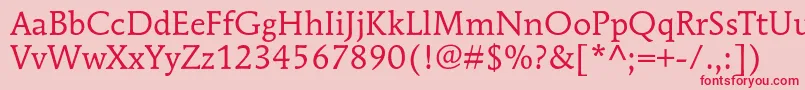 フォントMendozaromanstdBook – ピンクの背景に赤い文字