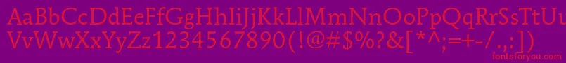 MendozaromanstdBook Font – Red Fonts on Purple Background