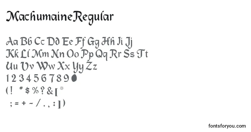 A fonte MachumaineRegular – alfabeto, números, caracteres especiais