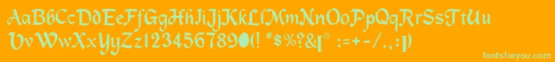 MachumaineRegular Font – Green Fonts on Orange Background
