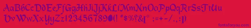 MachumaineRegular-Schriftart – Violette Schriften auf rotem Hintergrund
