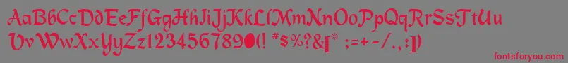 MachumaineRegular-Schriftart – Rote Schriften auf grauem Hintergrund
