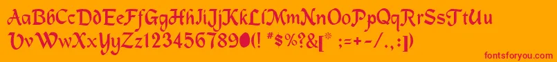 MachumaineRegular Font – Red Fonts on Orange Background