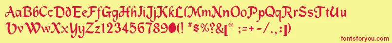 MachumaineRegular-Schriftart – Rote Schriften auf gelbem Hintergrund