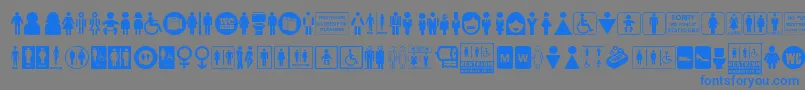 Restroom Font – Blue Fonts on Gray Background