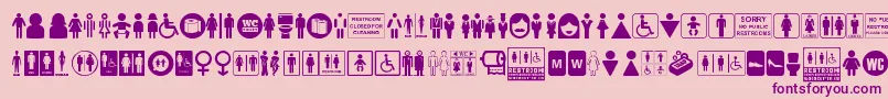 Restroom-Schriftart – Violette Schriften auf rosa Hintergrund