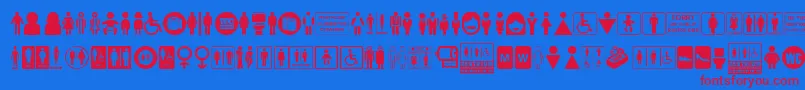 Restroom Font – Red Fonts on Blue Background