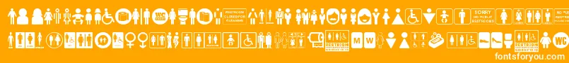 Restroom-Schriftart – Weiße Schriften auf orangefarbenem Hintergrund