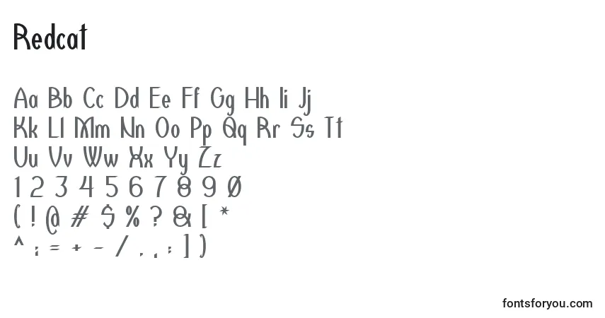 Czcionka Redcat – alfabet, cyfry, specjalne znaki