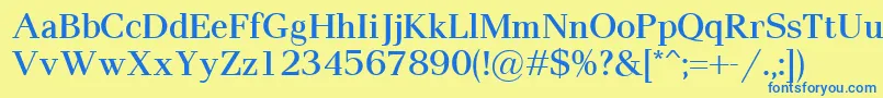 フォントPaxSemibold – 青い文字が黄色の背景にあります。