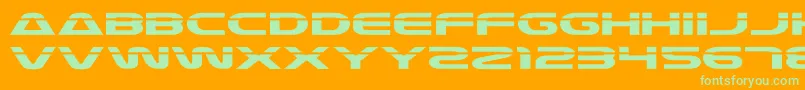 Laser4-Schriftart – Grüne Schriften auf orangefarbenem Hintergrund