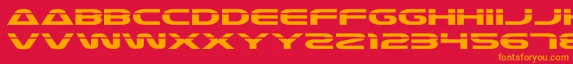 Laser4-Schriftart – Orangefarbene Schriften auf rotem Hintergrund