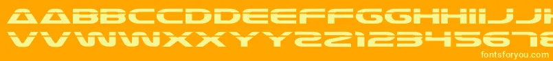 Laser4-fontti – keltaiset fontit oranssilla taustalla