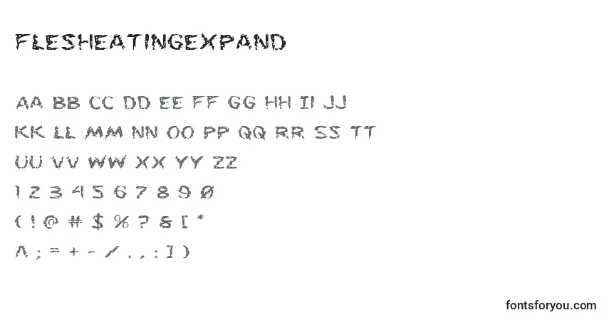Schriftart Flesheatingexpand – Alphabet, Zahlen, spezielle Symbole