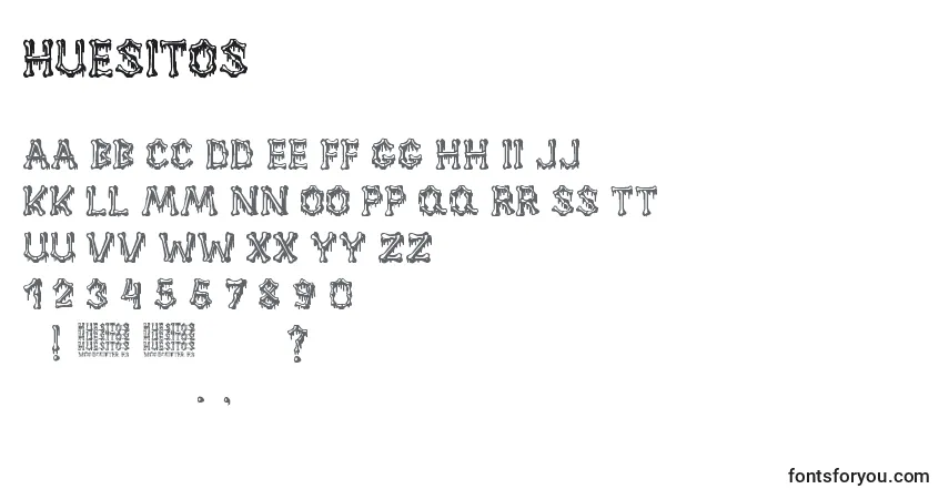 Schriftart Huesitos – Alphabet, Zahlen, spezielle Symbole