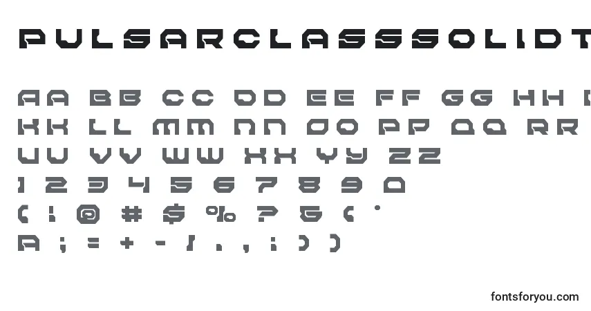 Pulsarclasssolidtitle-fontti – aakkoset, numerot, erikoismerkit