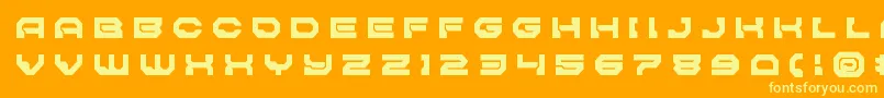 Pulsarclasssolidtitle-fontti – keltaiset fontit oranssilla taustalla