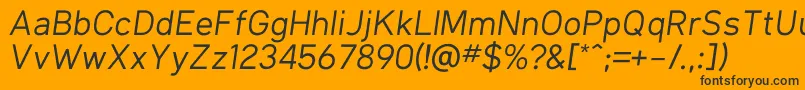 フォントKlimaRegularItalic – 黒い文字のオレンジの背景
