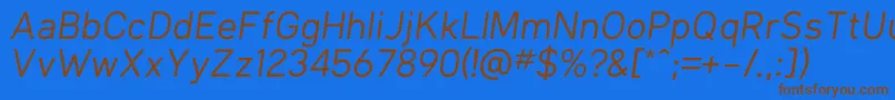 More about KlimaRegularItalic Font KlimaRegularItalic Font – Brown Fonts on Blue Background