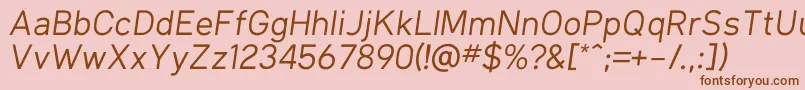 More about KlimaRegularItalic Font KlimaRegularItalic Font – Brown Fonts on Pink Background