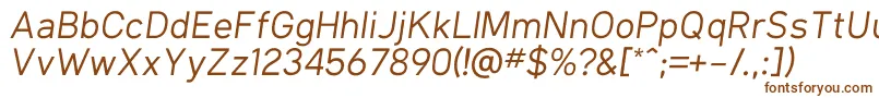 KlimaRegularItalic Font – Brown Fonts on White Background