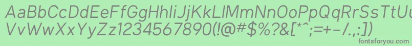KlimaRegularItalic Font – Gray Fonts on Green Background