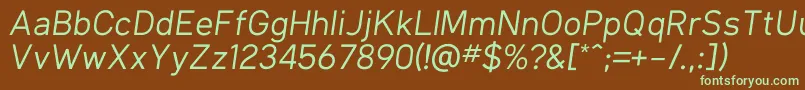 More about KlimaRegularItalic Font KlimaRegularItalic Font – Green Fonts on Brown Background
