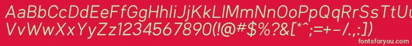 KlimaRegularItalic Font – Green Fonts on Red Background