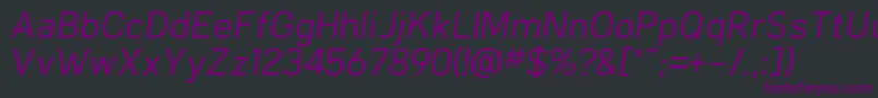 More about KlimaRegularItalic Font KlimaRegularItalic Font – Purple Fonts on Black Background