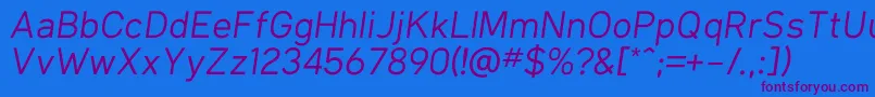More about KlimaRegularItalic Font KlimaRegularItalic Font – Purple Fonts on Blue Background