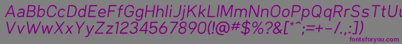More about KlimaRegularItalic Font KlimaRegularItalic Font – Purple Fonts on Gray Background