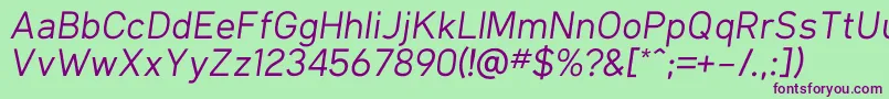 More about KlimaRegularItalic Font KlimaRegularItalic Font – Purple Fonts on Green Background