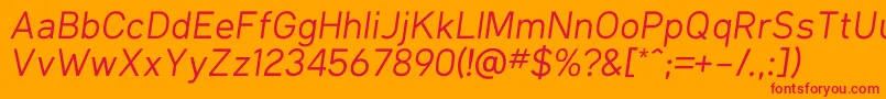 KlimaRegularItalic Font – Red Fonts on Orange Background
