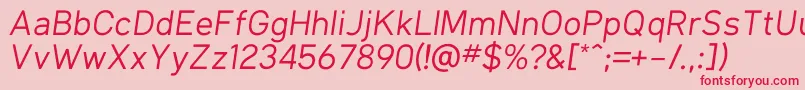 KlimaRegularItalic Font – Red Fonts on Pink Background