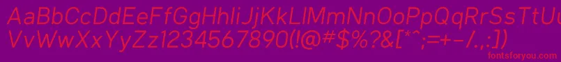 KlimaRegularItalic Font – Red Fonts on Purple Background