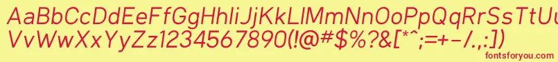 Шрифт KlimaRegularItalic – красные шрифты на жёлтом фоне