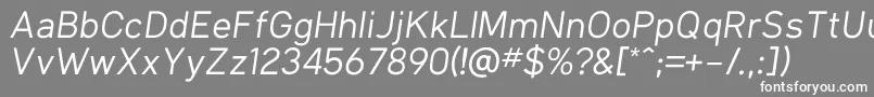 KlimaRegularItalic Font – White Fonts on Gray Background
