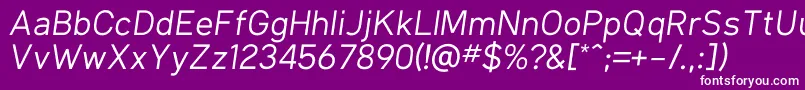 KlimaRegularItalic Font – White Fonts on Purple Background