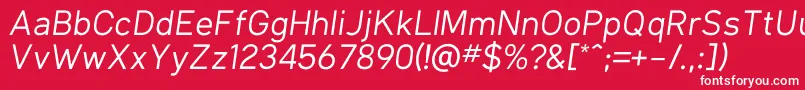 KlimaRegularItalic Font – White Fonts on Red Background