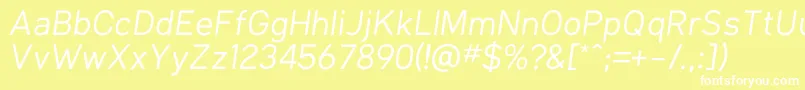 Шрифт KlimaRegularItalic – белые шрифты на жёлтом фоне