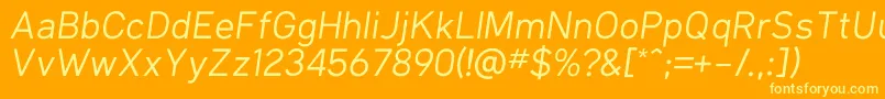 フォントKlimaRegularItalic – オレンジの背景に黄色の文字