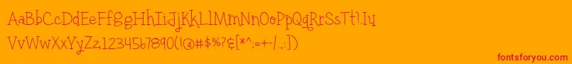BmdYellowUmbrellaThin-Schriftart – Rote Schriften auf orangefarbenem Hintergrund