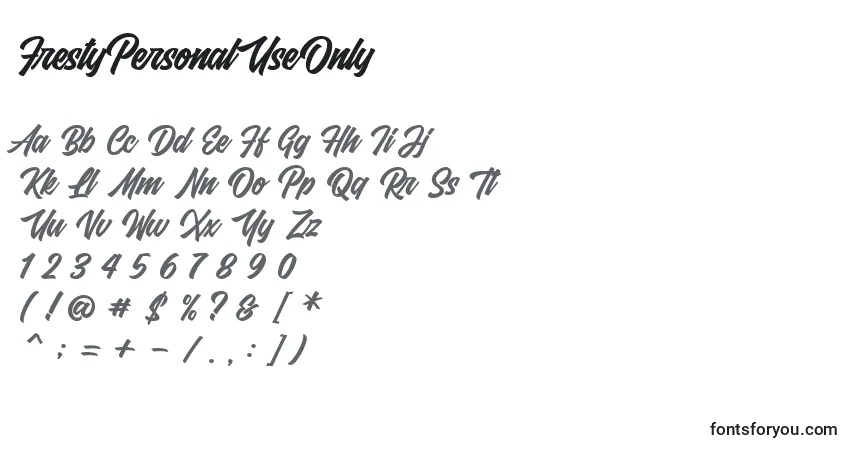 FrestyPersonalUseOnly-fontti – aakkoset, numerot, erikoismerkit