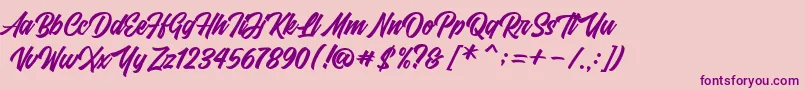 Fonte FrestyPersonalUseOnly – fontes roxas em um fundo rosa